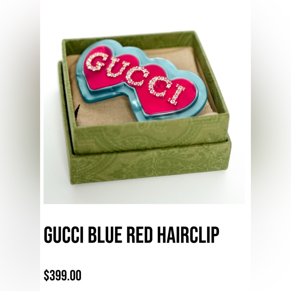 Gucci Blue and Red resin Heart Hair Accessory clip barrette - Picture 4 of 5